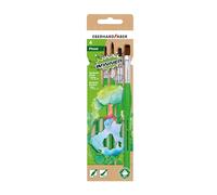 Eberhard Faber 579927 - Set di pennelli sintetici Green Winner, 2 pennelli tondi e 2 pennelli piatti