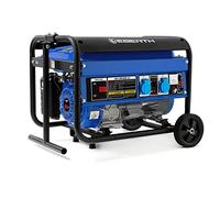 EBERTH 3000 Watt Generatore di Corrente con Carrello, Motore a Benzina 4 Tempi 6,5CV, Monofasico, 2x230V, 1x12V, Regolatore automatico di Tensione AVR, Fusibile Livello dell'Olio