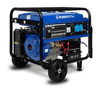 EBERTH 5500 Watt Generatore di corrente portatile Gruppo elettrogeno avviamento elettrico 13 CV Motore a benzina 4T, Monofase, 2x 230V, 1x 12V Regolatore di volt automatico AVR, con ruote