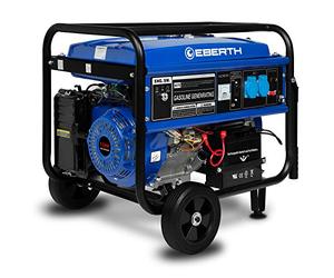 EBERTH 5500 Watt Generatore di corrente portatile Gruppo elettrogeno avviamento elettrico 13 CV Motore a benzina 4T, Monofase, 2x 230V, 1x 12V Regolatore di volt automatico AVR, con ruote