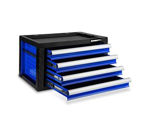 EBERTH Cassetta Porta Attrezzi Vuota, Cassettiera in Metallo con 4 cassetti, Guide Telescopiche con Cuscinetti a Sfera, Estrazione Totale, Valigetta Porta Utensili Chiudibile con 2 chiavi, Blu