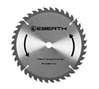 EBERTH Lama circolare in acciaio con denti in metallo duro per il taglio del legno diametro 200mm, alesaggio 16mm, spessore lama 1,6mm, larghezza di taglio 2,4mm, 40 denti, numero di giri massimo 5000