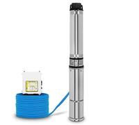 EBERTH Pompa per pozzi profondi 4" Pompa per pozzi in acciaio inossidabile, pompa sommersa per pozzi pompa sommergibile 350W, Diametro pompa 4 pollici 10cm, Cavo 20m, Prevalenza max. 31m, con filtro