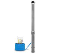 EBERTH Pompa Sommersa per Pozzi Profondi 4" in Acciaio Inossidabile - 2200W, Diametro 10cm, Cavo 20m, Prevalenza Max. 112m, Con Filtro