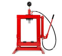 EBERTH Pressa idraulica da officina 10T pressa idraulica con manometro, pressa da tavolo, altezza di lavoro 375 mm, larghezza di lavoro 350 mm, altezza totale 1180 mm, 2 ganasce di supporto, cilindro