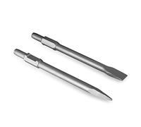EBERTH Set di scalpelli con scalpello piatto e scalpello a punta, 2 pezzi in totale, ciascuno 390x30 mm, per martello demolitore con attacco esagonale SDS HEX da 30 mm, ricambio, accessorio,scalpello
