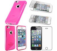 ebestStar - Cover Compatibile con iPhone 5C Custodia Protezione S-Line Design Silicone Gel TPU Morbida e Sottile, Rosa + Pellicola Vetro Temperato [Apparecchio: 124.4 x 59.2 x 9mm, 4.0'']
