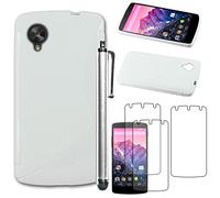 ebestStar - Cover Compatibile con LG Nexus 5 E980 Custodia Protezione S-Line Silicone Gel TPU Morbida e Sottile +Penna +3 Pellicole plastica, Bianco [Apparecchio: 137.84 x 69.17 x 8.59mm, 5.5'']