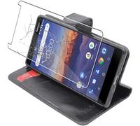ebestStar - Cover Compatibile con Nokia Nokia 3.1 (2018) Custodia Portafoglio Pelle PU Protezione Libro Flip, Nero + Pellicola Vetro Temperato [Apparecchio: 146.25 x 68.65 x 8.7mm, 5.2'']