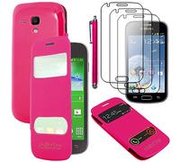 ebestStar - Cover Compatibile con Samsung Galaxy Trend S7560, S Duos S7562 Custodia Portafoglio Protezione Libro, Flip con Finestra View + Penna +3 Pellicole plastica, Rosa