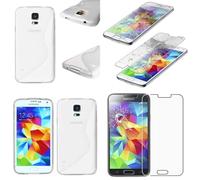 ebestStar - Cover Compatibile con Samsung S5 G900F, Galaxy S5 New G903F Neo Custodia Protezione S-Line Silicone Gel Morbida Sottile, Trasparente +Vetro Temperato [Apparecchio: 142x72.5x8.1mm 5.1"]
