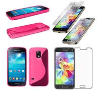 ebestStar - Cover Compatibile con Samsung S5 Mini Galaxy SM-G800 G800F G800H Custodia Protezione S-Line Design Silicone Gel TPU Morbida e Sottile, Rosa + Pellicola Vetro Temperato
