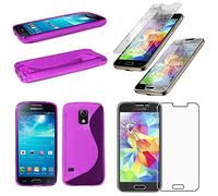 ebestStar - Cover Compatibile con Samsung S5 Mini Galaxy SM-G800 G800F G800H Custodia Protezione S-Line Design Silicone Gel TPU Morbida e Sottile, Viola + Pellicola Vetro Temperato