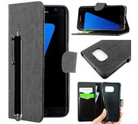 ebestStar - Cover Compatibile con Samsung S7 Edge Galaxy SM-G935F G935 Custodia Portafoglio Pelle PU Protezione Libro Flip + Penna, Nero [Apparecchio: 150.9 x 72.6 x 7.7mm, 5.5'']