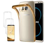 ebestStar - Cover Compatibile con Samsung S8 Galaxy Custodia Trasparente Silicone Morbida, Trasparente/Dorato + Pacco x2 Pellicole 3D, Copertura Integrale [Apparecchio: 148.9x68.1x8mm, 5.8'']