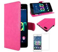 ebestStar - Cover Compatibile con Wiko Fever SE Special Edition Custodia Portafoglio Pelle PU Protezione Libro Flip, Rosa + Pellicola Vetro Temperato [Apparecchio: 149.5 x 73.9 x 9.1mm, 5.2'']