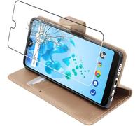 ebestStar - Cover Compatibile con Wiko View 2 PRO Custodia Portafoglio Pelle PU Protezione Libro Flip, Dorato + Pellicola Vetro Temperato [Apparecchio: 153 x 72.6 x 8.3mm, 6.0'']