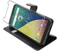 ebestStar - Cover Compatibile con Wiko View XL Custodia Portafoglio Pelle PU Protezione Libro Flip, Nero + Pellicola Vetro Temperato [Apparecchio: 158.1 x 76.5 x 8.2mm, 5.99'']