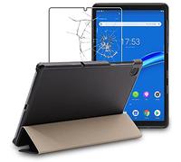 ebestStar - Cover per Lenovo Tab M10 FHD PLUS 10.3, Custodia Protezione Flip Magnetica, Slim Case Sottile Pelle PU, Nero + Vetro Temperato
