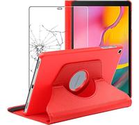 ebestStar - Cover per Samsung Galaxy Tab A 10.1 2019 T510 T515, Custodia Protezione Rotazione 360, Pelle PU, Rosso + Vetro Temperato