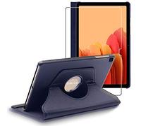 ebestStar - Cover per Samsung Galaxy Tab A7 10.4 T505 (2022, 2020), Custodia Protezione Rotazione 360, Pelle PU, Blu scuro + Vetro Temperato