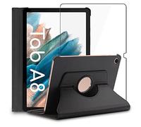 ebestStar - Cover per Samsung Galaxy Tab A8 10.5 (2021) SM-X200 X205, Custodia Protezione Rotazione 360, Pelle PU, Nero + Vetro Temperato