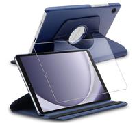 ebestStar - Cover per Samsung Galaxy Tab A9 8.7 (2023) SM-X110, Custodia Protezione Rotazione 360, Pelle PU, Blu scuro + Vetro Temperato