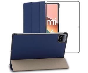 ebestStar - Cover per Xiaomi Pad 6, Pad 6 Pro, Custodia Protezione Flip Magnetica, Slim Case Sottile Pelle PU, Blu scuro + Vetro Temperato