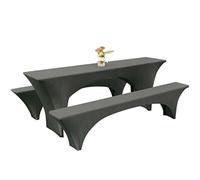 EBETA Coperture per tavoli, Rettangolare Copritavolo, Coperture per tavoli da Birra| Copertura Estensibile Set di 3 Pezzi-Larghezza del Tavolo 50 cm (Nero)