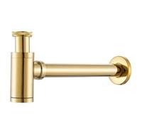 EBGAZSPD Kit Tappo di Scarico for lavandino del Bagno, sifone for Bottiglia in Ottone, Scarico Pop-up for lavandino con Tubo di Scarico(Gold No Hole)