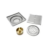EBGAZSPD Scarico a Pavimento Anti-Odore in Acciaio Inossidabile Spazzolato Lavello della Cucina for Bagno Scarico for Doccia Scarico for rifiuti Scarico lineare Quadrato da 4 Pollici(Type C)