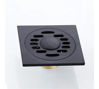 EBGAZSPD Scarico Doccia, Filtro for Vasca Quadrato, Filtro for Capelli, Bagno in Ottone, griglia di Scarico a Pavimento Nera, griglia for rifiuti, sifone for Lavatrice, Copertura Rotonda(Black B)