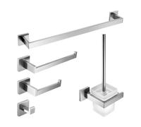 EBGAZSPD Set di Accessori for Il Bagno in Acciaio Inox 304, Set di portasciugamani Quadrati, Gancio for Abiti, portarotolo di Carta, scopino for WC, Montaggio a Parete(Toilet Brush Holder)