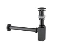 EBGAZSPD Valvola a sifone Pop-up for Scarico sifone a Bottiglia Quadrata for lavabo da Bagno, apparecchio Moderno, Tubo Flessibile P-Trappola Nero for ristrutturazione Domestica(Chrome Overflow)