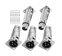 EBIEFLY Neu Trik - 5 connettori XLR D per pannello patch Mountin XLR maschio a femmina, connettore passaggio/passa-passaggio, adattatori a 3 pin con 10 set di viti