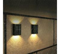 EBILUN Luce solare a LED per portico, lampada da esterno impermeabile per recinzione, lampada da giardino su e giù, decorazione per giardino, villa, cortile, parco (bianco caldo, 2)