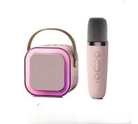 EBILUN Mini macchina per karaoke per bambini, con microfono 1 pz/2 pezzi, altoparlante Bluetooth portatile con luci LED, giocattoli per bambini, regali per feste di compleanno (rosa 1 a 1)