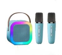 EBILUN Mini macchina per karaoke per bambini, con microfono 1 pz/2 pezzi, altoparlante Bluetooth portatile con luci LED, giocattoli per bambini, regali per feste di compleanno (blu da 1 a 2)