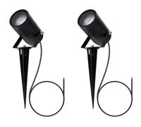 EBION 2 Pezzi Faretti Da Giardino Da Esterno GU10, Luci Per Sentieri Con Picchetto, Alluminio Lampioni Da Giardino Esterno Ip54 Impermeabile, Illuminazione Per Giardino, Nero, Lampadina Non Inclusa