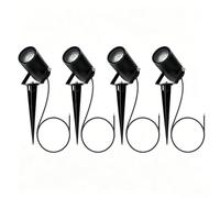 EBION 4 Pezzi Faretti Da Esterno Gu10, Ip65 Impermeabile Lampade Da Giardino Alluminio, 35w, Luci Per Sentieri Con Picchetto Nero, Per Prato Terrazzo Cortile Vialetto Patio, Lampadina Non Inclusa