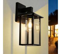 EBION Applique Esterno E27, IP44 Impermeabile,Alluminio | Lampada Da Parete Esterna,Nero,Antiruggine,Moderno,Lampadina Non Inclusa