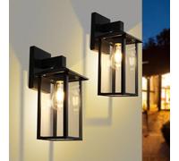 EBION Applique Esterno E27, Ip44 Impermeabile, Lampada Da Parete Esterna In Alluminio Moderno, Applique Da Parete Esterno Nero,Antiruggine,1 Pezzi, Lampadina Non Inclusa