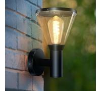 EBION Lampade da parete per esterni, E27, IP65, impermeabile, in alluminio, lanterna da parete moderna, nera, applique da parete esterna per portico, garage, patio, corridoio, illuminazione da