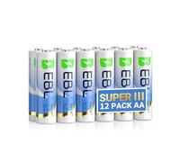 EBL 12 x Lithium AA 1,5V, SUPER Ⅲ batterie AA 3700mAh di più lunga durata LR06 per videocamera Blink, campanello, serratura intelligente(Non ricaricabile)
