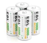 EBL 4 X Batterie C Ricaricabili NiMH, 5000mAh Pre-Caricate Ricarica 1200 Tech