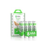 EBL 8 x AAA Batterie Ricaricabili Durature 1.2V, Pile Ricaricabili 1100mAh Ni-MH 1200 Tech