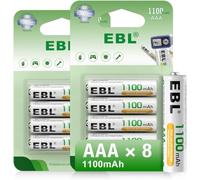 EBL AAA Batterie Ricaricabili 1100mAh Durature, 1.2V Ministilo Ricaricabili Ni-MH 1200 Tech, 8 pezzi
