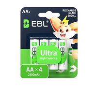 EBL Batterie AA Ricaricabili NiMH, 2800mAh 1,2V Ministilo Rechargeable 1200 Tech