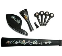 Ebony Inlay Pearl Shells Violin Accessories Set 4/4 Size Violin Fingerboard Tailpiece Pegs Endpin accessori per violino (Color : NO 4)