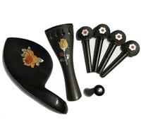 Ebony Inlay Pearl Shells Violin Accessories Set 4/4 Size Violin Fingerboard Tailpiece Pegs Endpin accessori per violino (Color : NO 5)